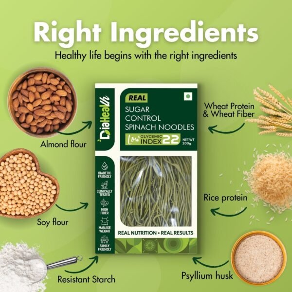 Diahealth Sugar Control Spinach Noodles - Image 2