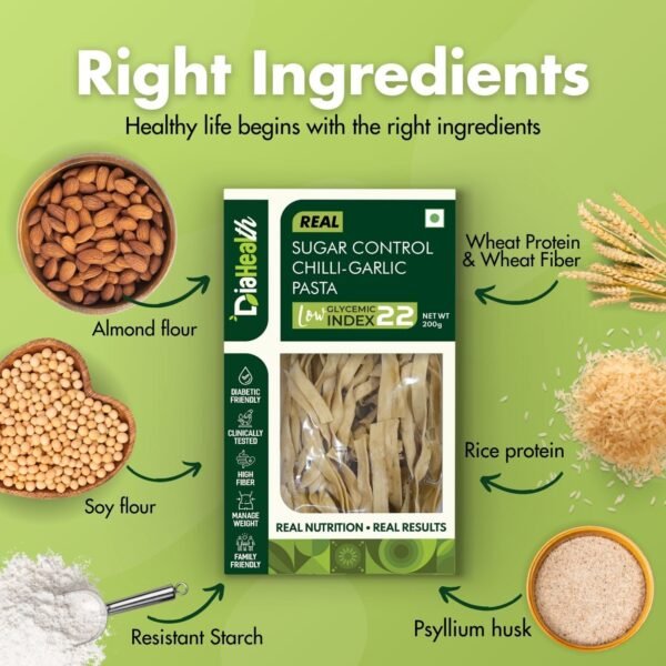 Diahealth Sugar Control Chilli-Garlic Pasta (Fettuccine) - Image 2