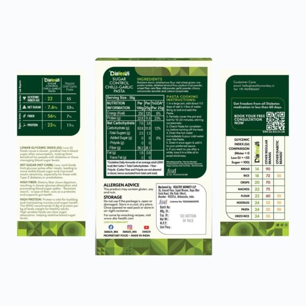 Diahealth Sugar Control Chilli-Garlic Pasta (Fettuccine) - Image 8