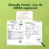 Diahealth Sugar Control Noodles clinically tested with GI value 22 – USFDA registration and lab certification documents