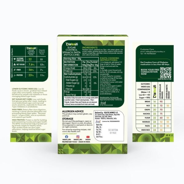 Diahealth Sugar Control Spinach Pasta (Fettuccine) - Image 8