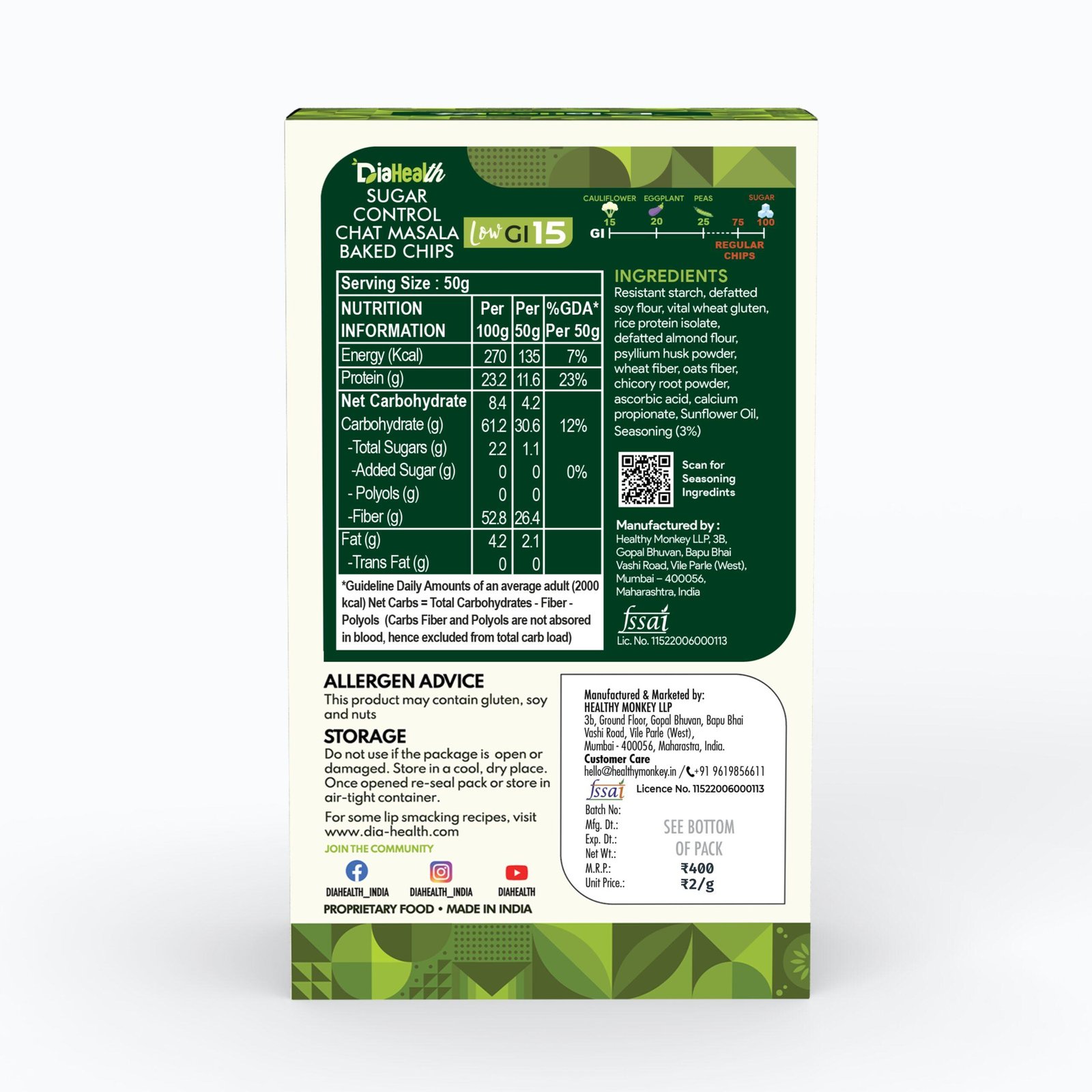 Diahealth Sugar Control Chaat Masala Baked Chips - Image 9