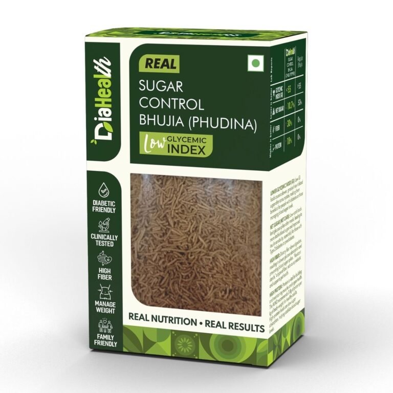 Diahealth Sugar Control Bhujia Phudina flavor – low GI, high fiber, diabetic-friendly healthy Indian snack box