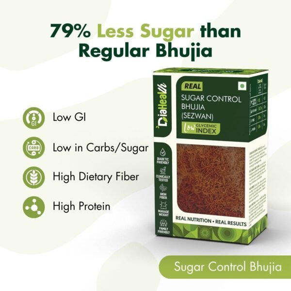 Diahealth Sugar Control Bhujia – Low GI, 79% less sugar, high fiber and protein diabetic-friendly snack