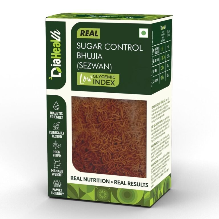 Diahealth Sugar Control Bhujia Sezwan – low GI diabetic-friendly high fiber namkeen with real nutrition