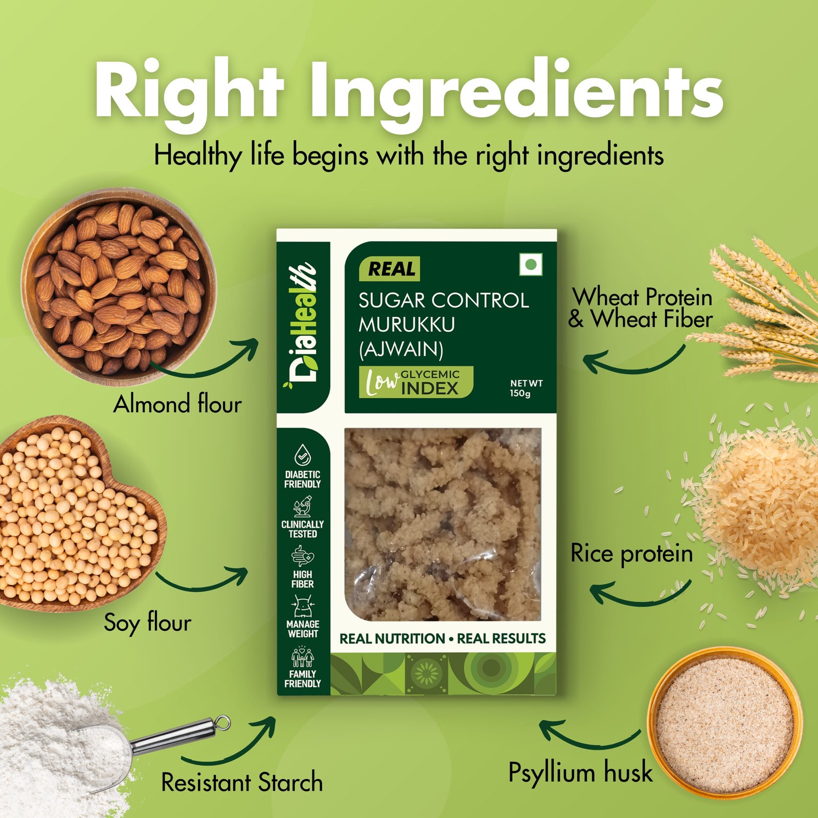 Diahealth Sugar Control Low GI Murukku (Ajwain) - Image 2
